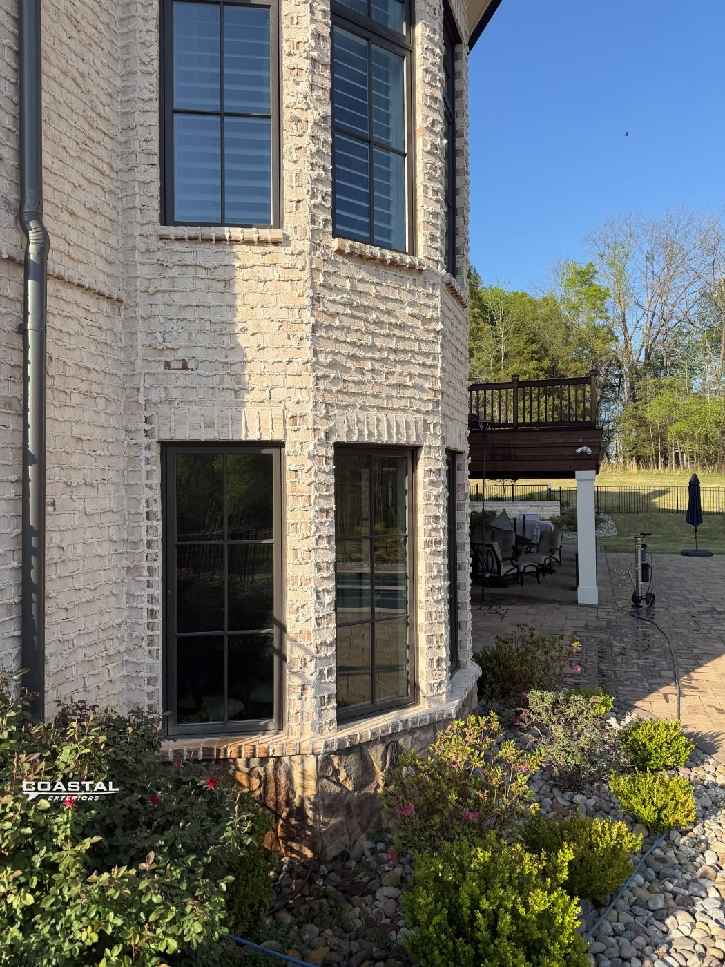 Two-story Charlotte home with freshly cleaned windows